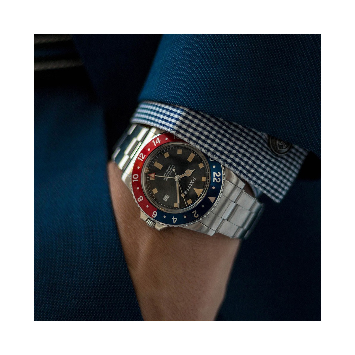 Montre Homme Foxter Sixties bracelet acier, boitier acier et fond noir - SIXTIES9