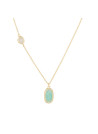 Collier laiton doré monté d'une amazonite, quartz verte " Inés "