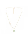 Collier laiton doré monté d'une amazonite, quartz verte " Inés "