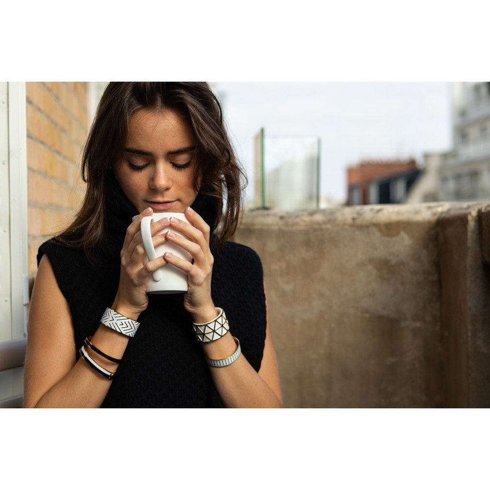 Bracelet Manchette LYRIS blanc finition dorée