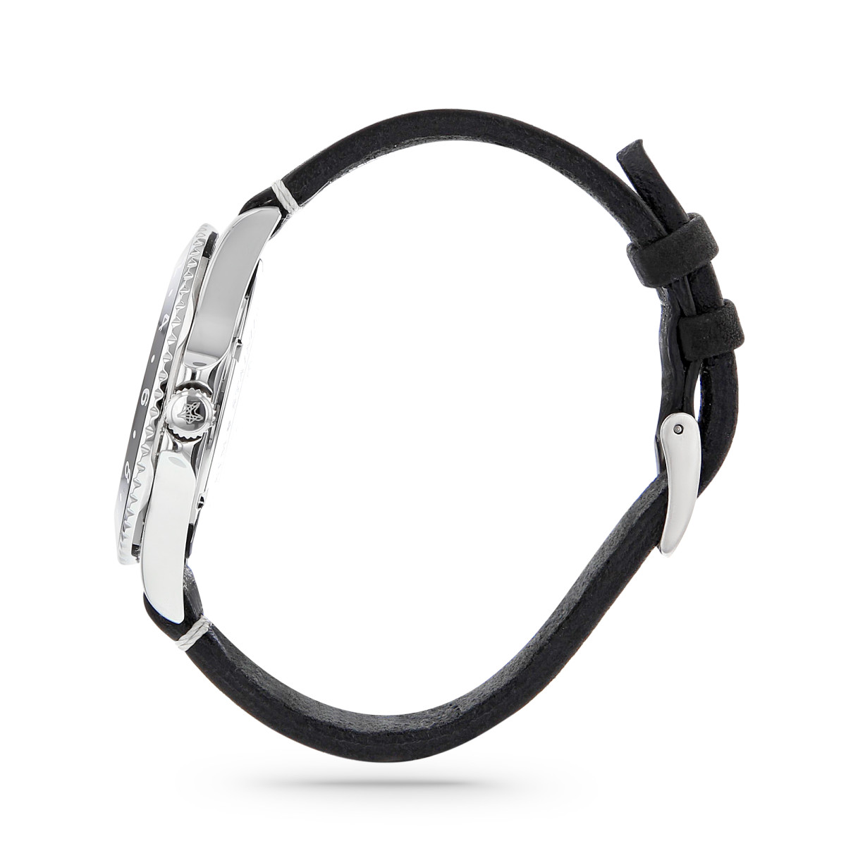 Montre Foxter Sixties bracelet cuir noir, boitier acier et fond noir Montre Homme Foxter SIXTIES2 en cuir noir