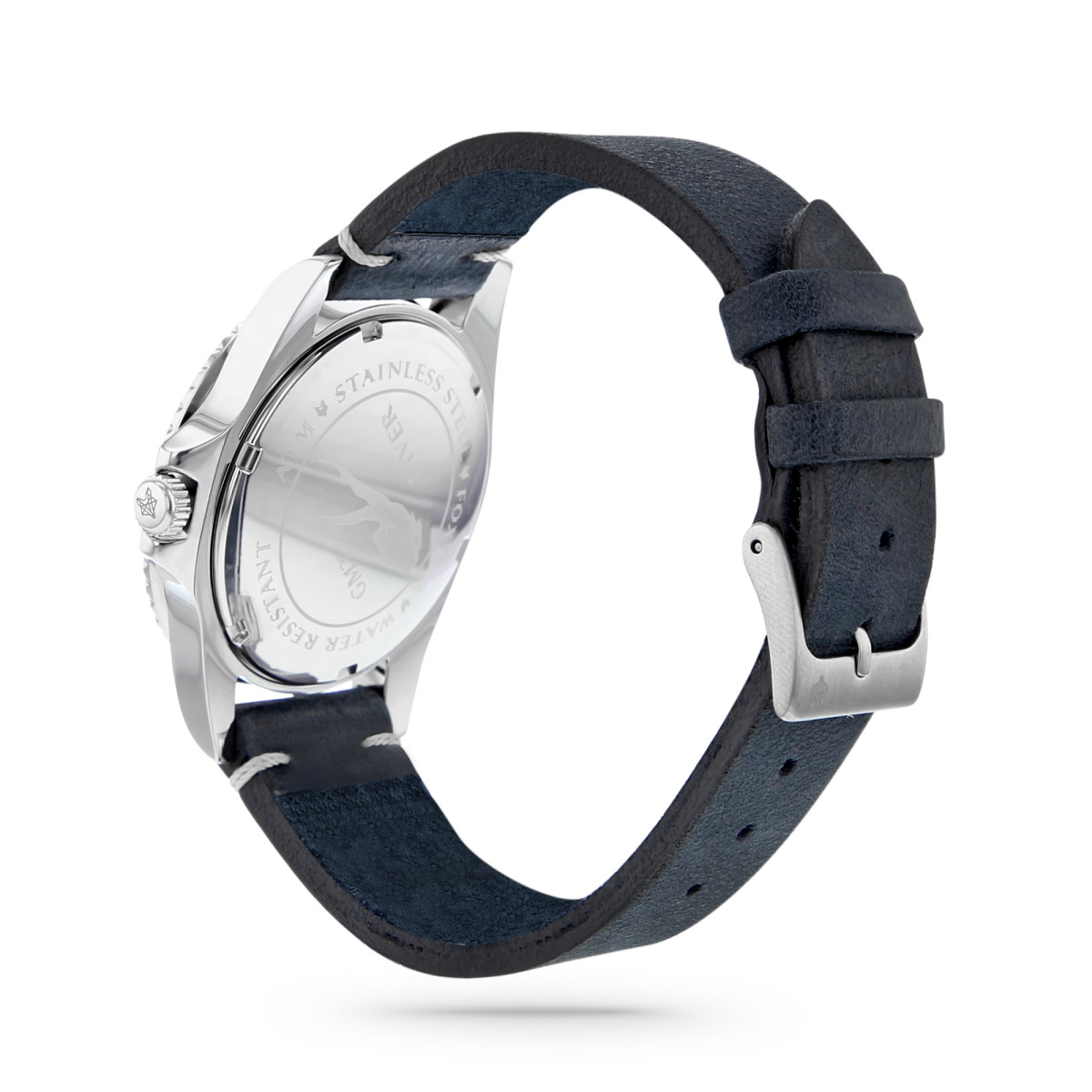 Montre Homme Foxter Sixties bracelet cuir bleu, boitier acier, fond bleu - SIXTIES5