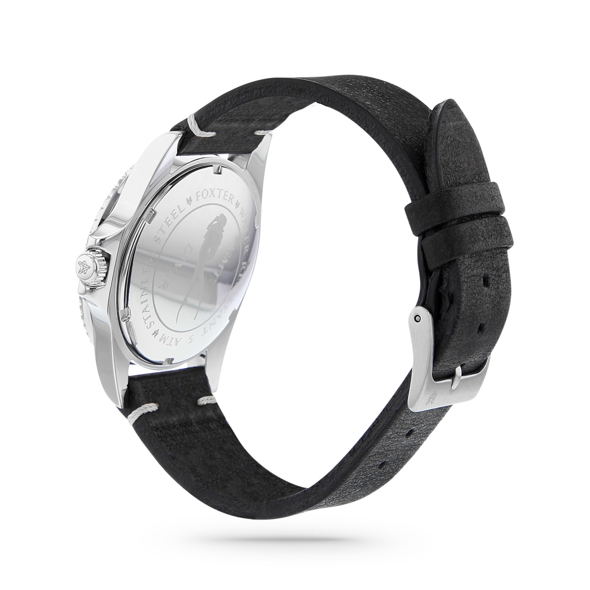 Montre Foxter Sixties bracelet cuir noir, boitier acier et fond noir Montre Homme Foxter Sixties bracelet cuir noir, boitier acier et fond noir - SIXTIES3