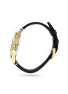 Montre Foxter Sixties bracelet cuir noir, boitier PVD doré et fond noir