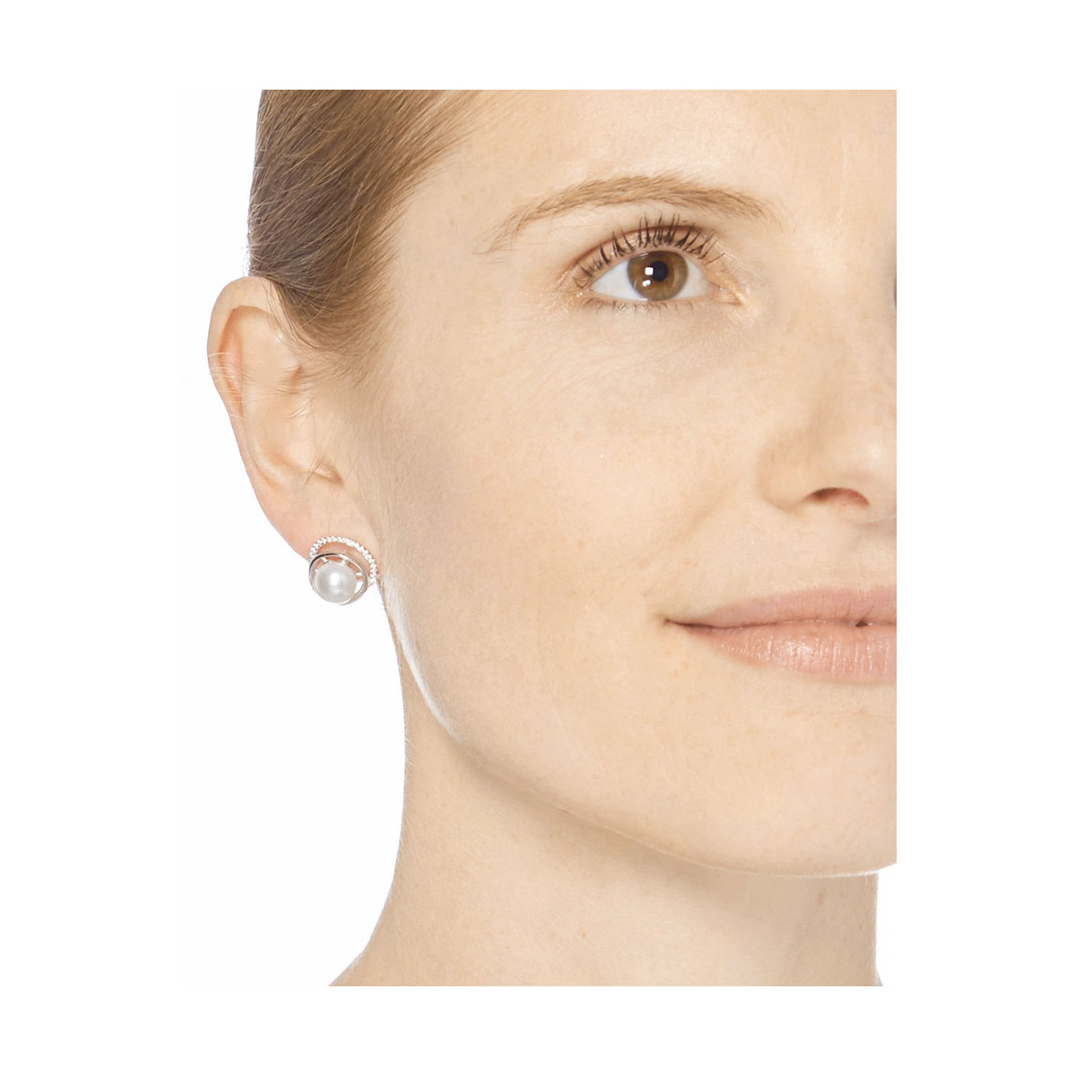 Boucles d'oreilles argent, oxydes de zirconium et perles de culture blanches "Voie Perlée" Boucles d'oreilles argent, oxydes de zirconium et perles de culture blanches "Voie Perlée"