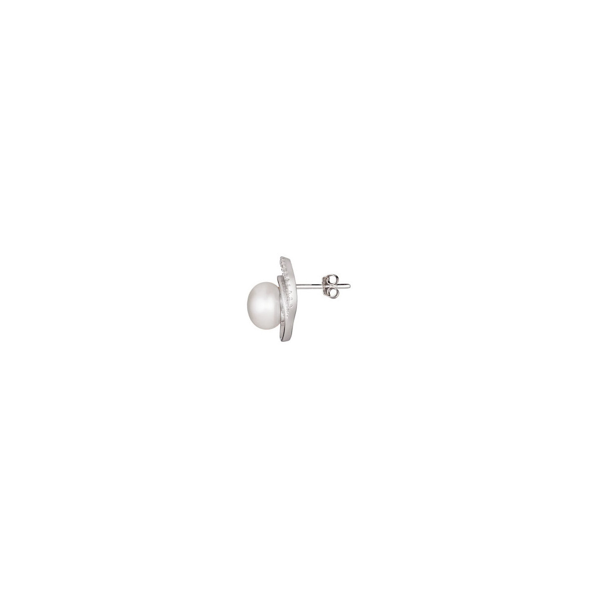 Boucles d'oreilles argent, oxydes de zirconium et perles de culture blanches "Voie Perlée" Boucles d'oreilles argent, oxydes de zirconium et perles de culture blanches "Voie Perlée"