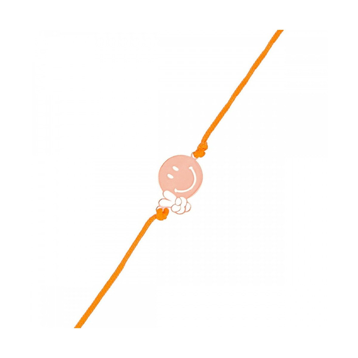 Bracelet Smiley vermeil rose et cordon orange "Relax" Bracelet cordon Smiley vermeil rose et cordon orange "Relax"