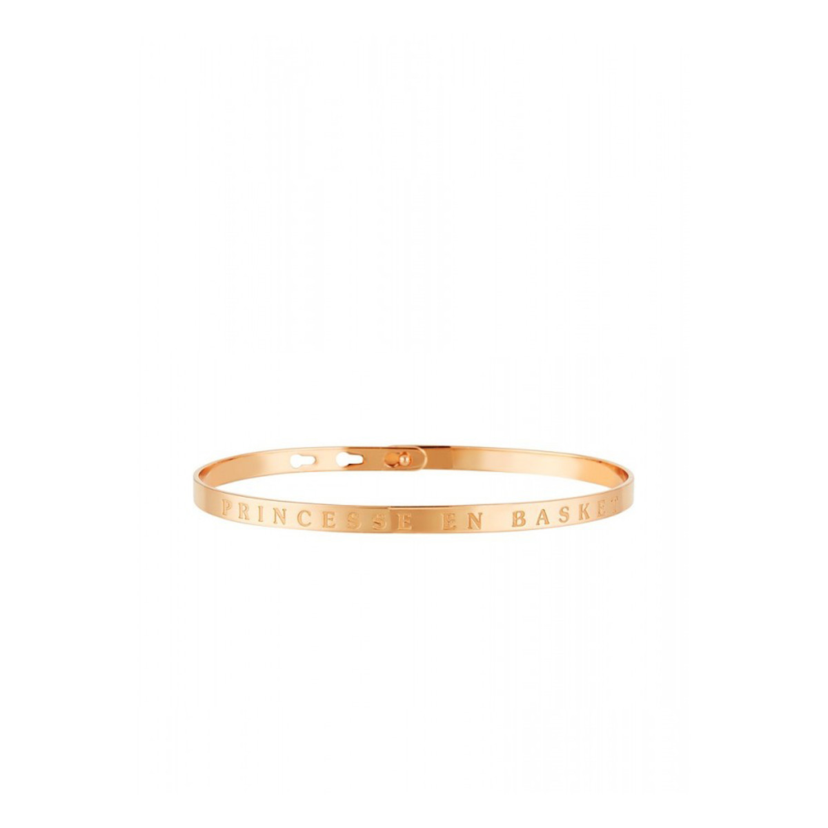 Bracelet Jonc à message laiton rosé "PRINCESSE EN BASKET" Bracelet à message "Princesse en Basket" Laiton rosé