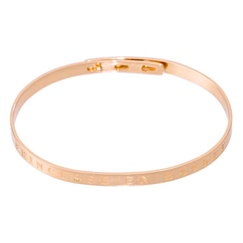 Bracelet Jonc à message laiton rosé "PRINCESSE EN BASKET" Bracelet Jonc à message laiton rosé "PRINCESSE EN BASKET"