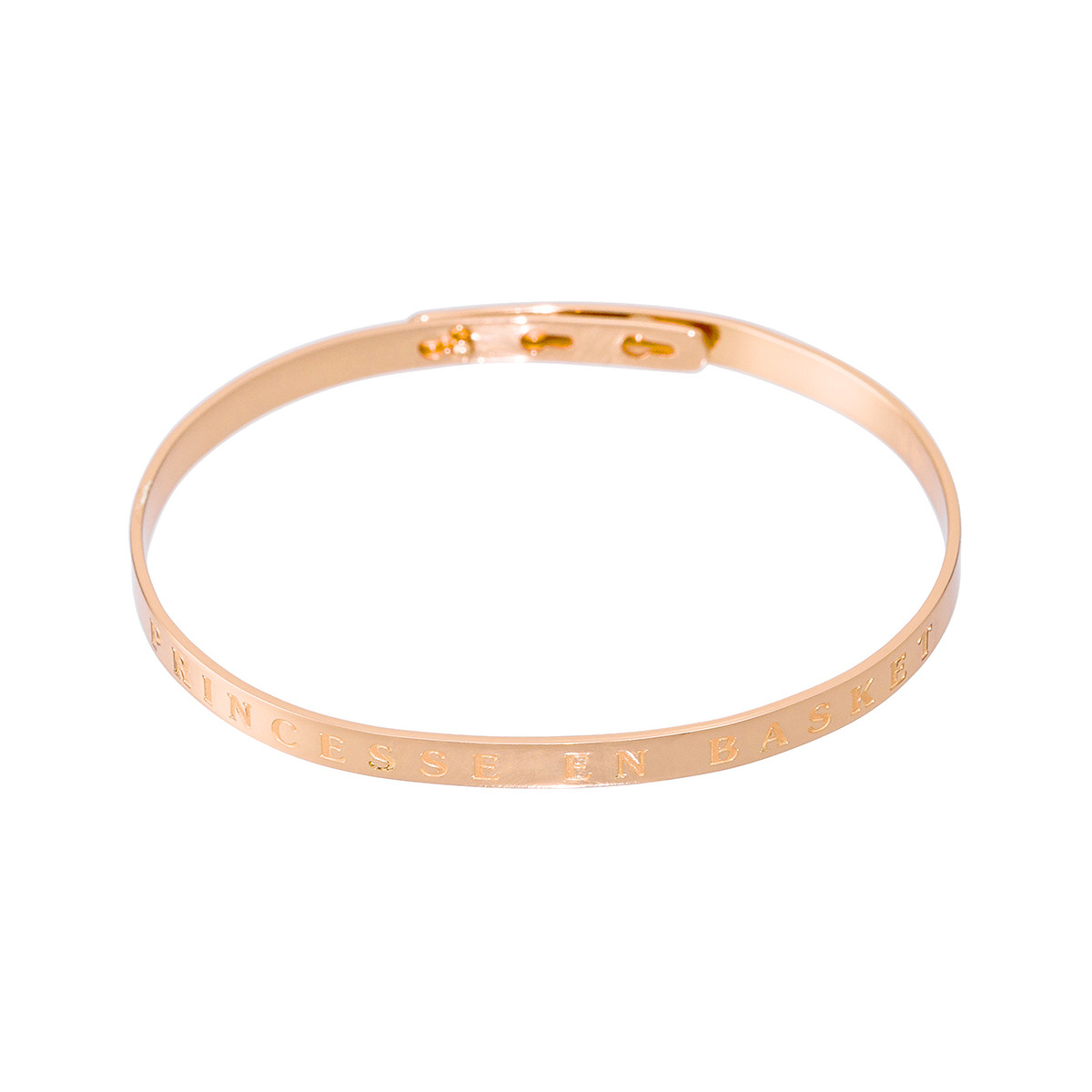 Bracelet Jonc à message laiton rosé "PRINCESSE EN BASKET" Bracelet à message "Princesse en Basket" Laiton rosé