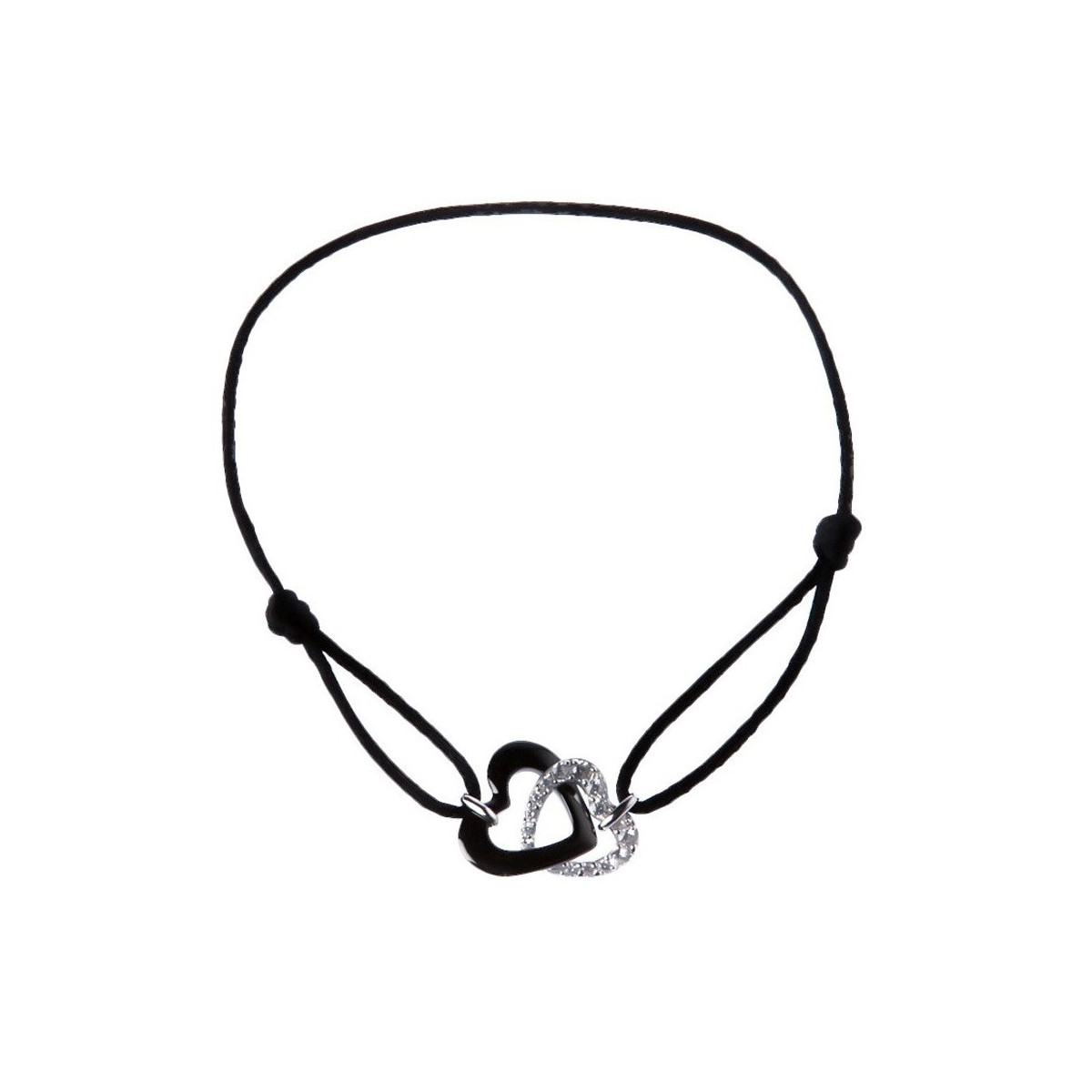 Parure Céramique "Double Coeur" Collier + Bracelet Parure céramique noire, argent "DOUBLE COEURS"