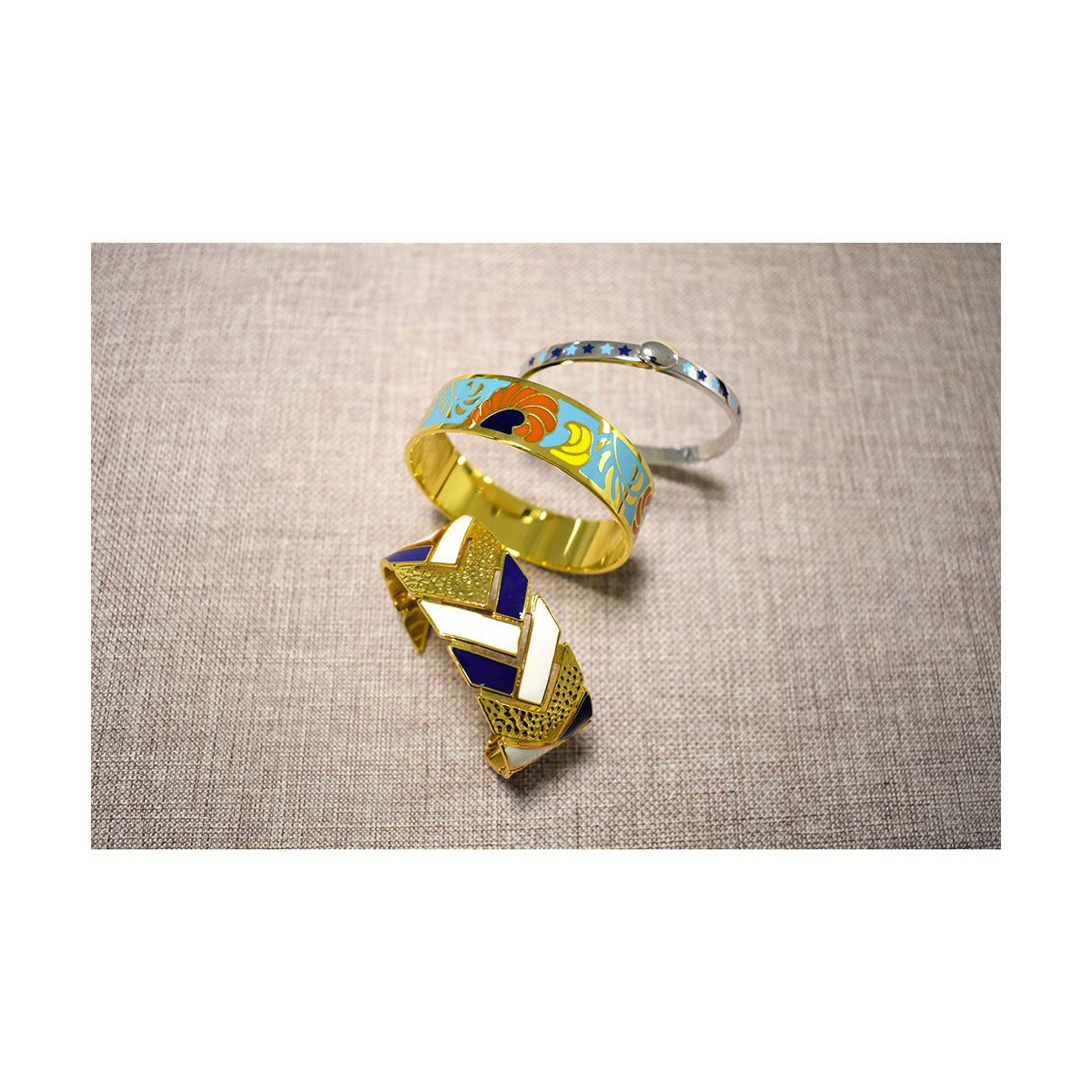 Bracelet Manchette ETHNIKA émail multicolore finition dorée