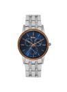 Montre Homme Cadran soleillé bleu marine – Bracelet métal argenté