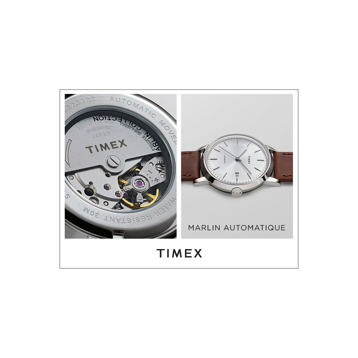 Montre Homme Timex "Marlin Automatique" Boîtier SST 40mm en Acier Cadran Argent - TW2T22700