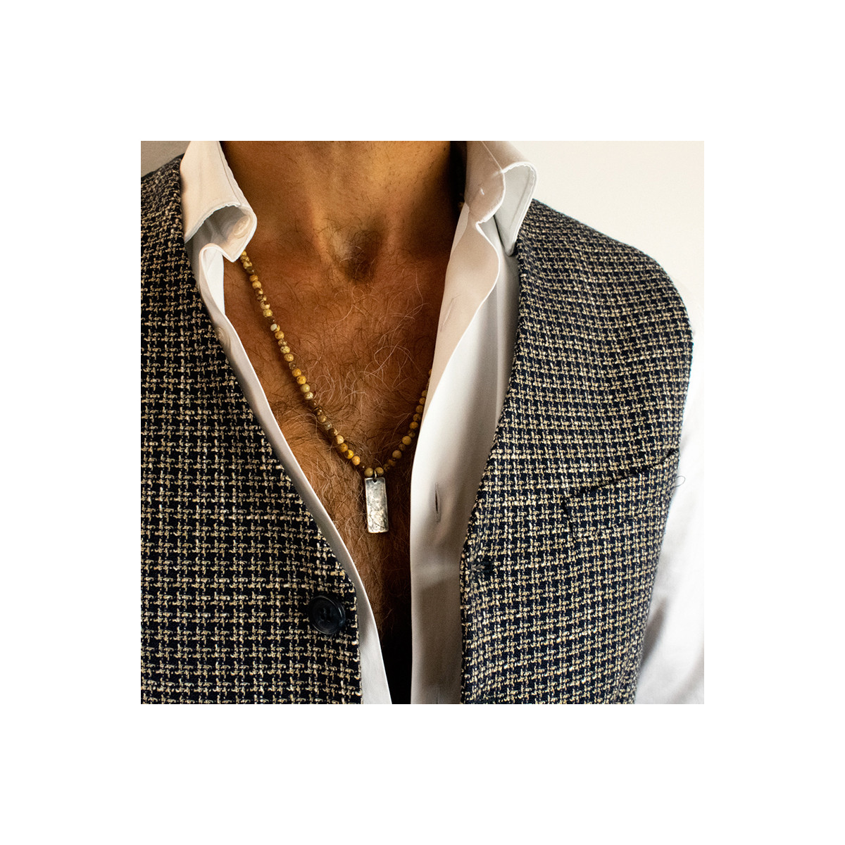 Collier Homme JASPER en Argent 925 Collier Homme Argent 925/1000 "Ondar" - Long : 27 cm