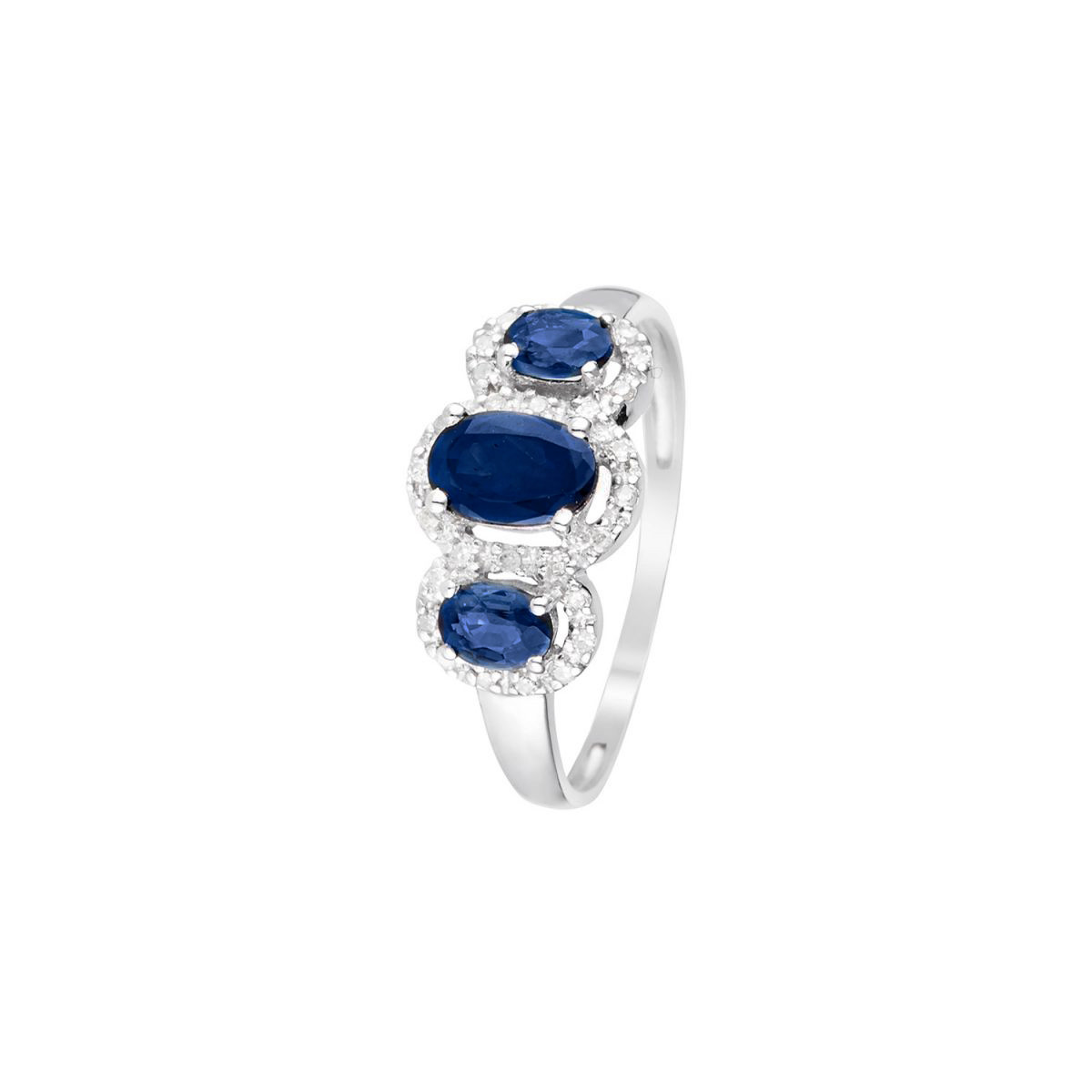 Bague Or Blanc et Diamants 0,09 carats et Saphirs 1,15 carats "Amazonia" Bague " Odette" Or blanc et Saphir
