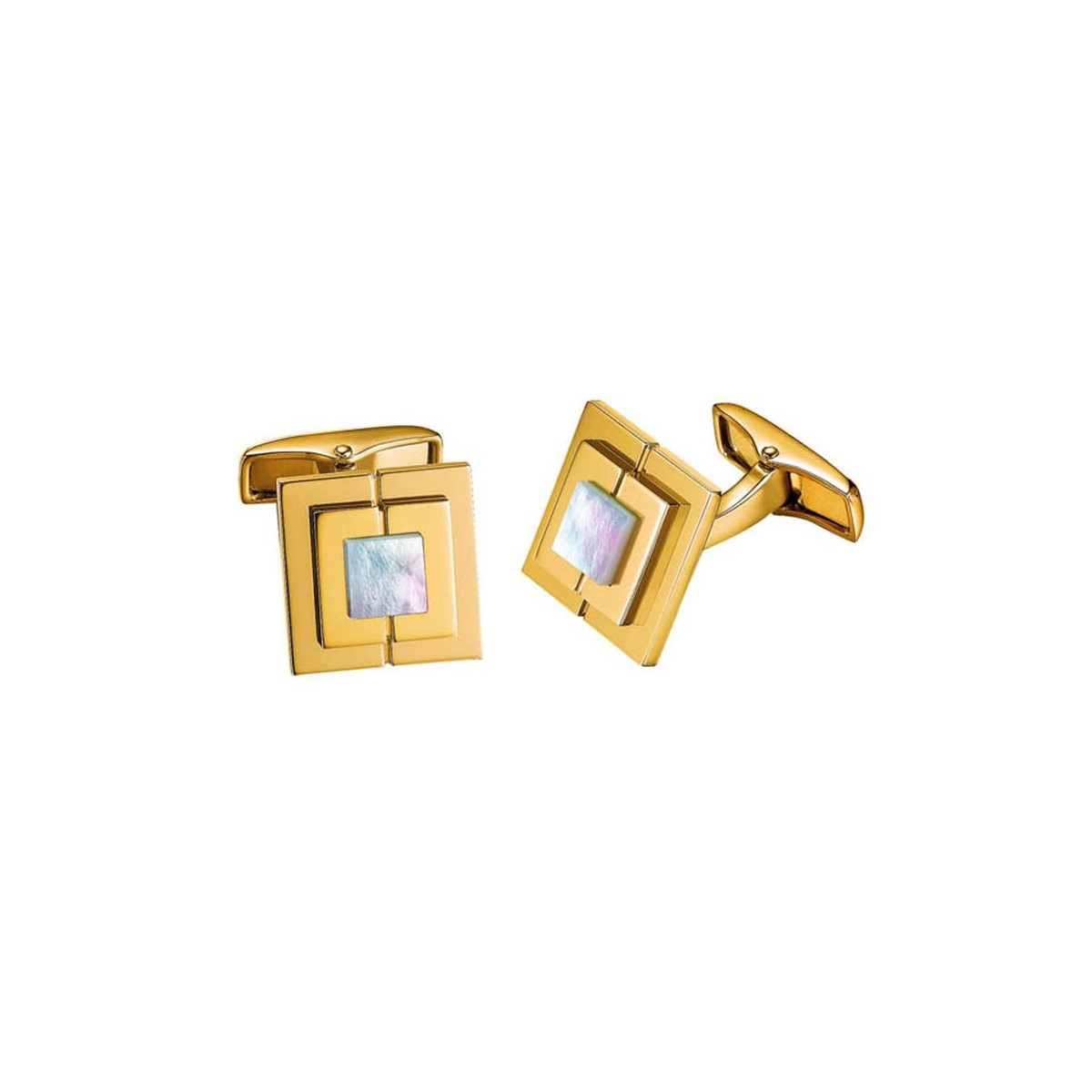 Boutons de manchette Smalto "Eliot" PVD Or Jaune et Nacre de Perle