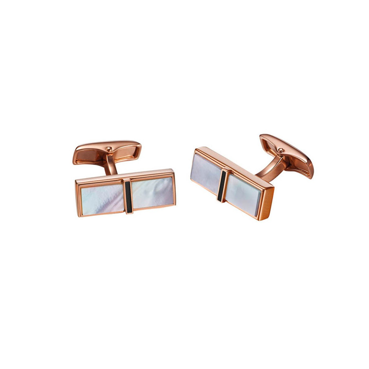 Boutons de manchette Smalto "Gaetan" PVD Or Rose et Nacre de Perle