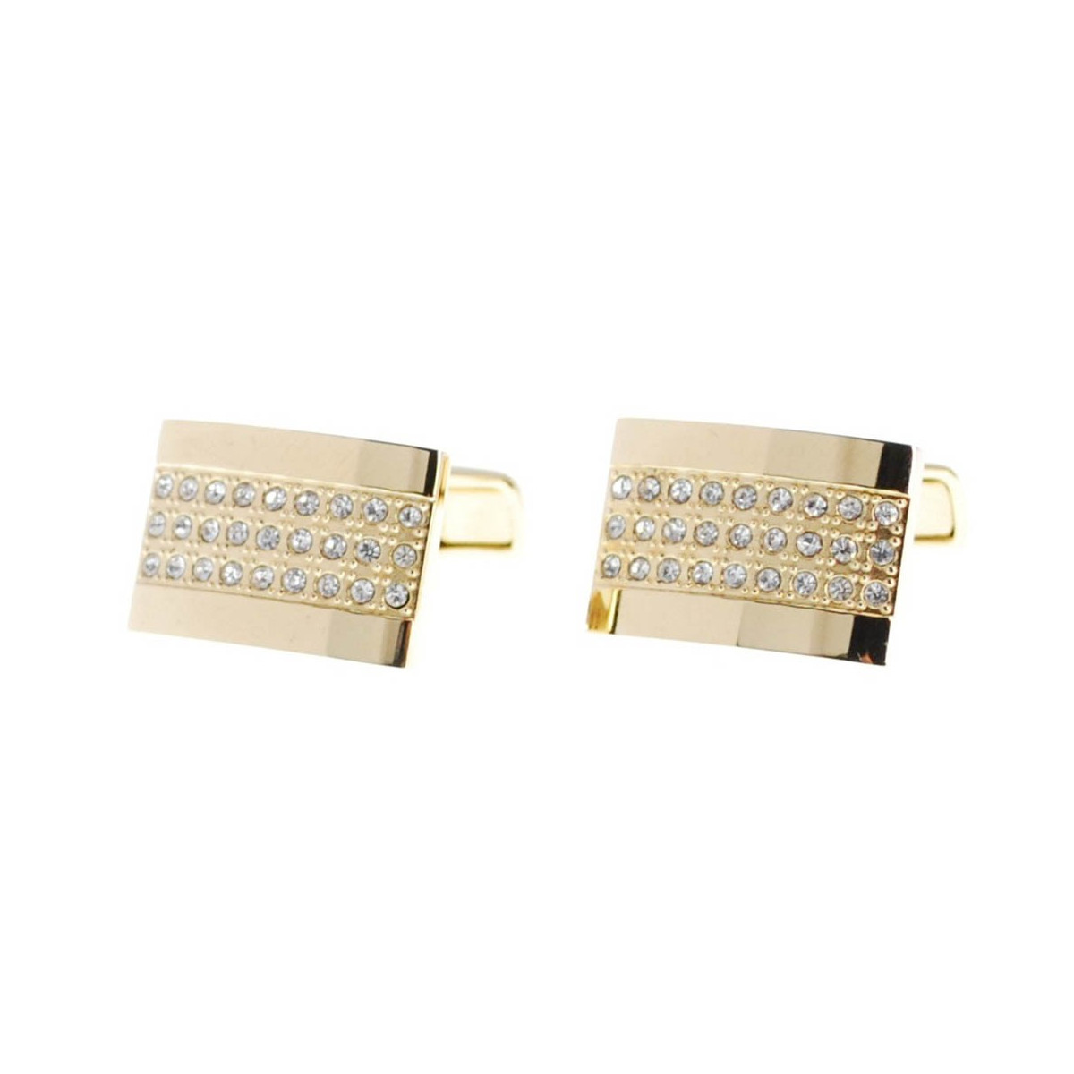 Boutons de manchette Smalto "Jean" PVD Or Jaune et Zirconiums