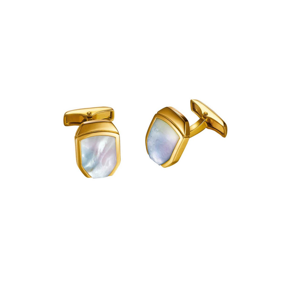 Boutons de manchette Smalto "Etienne" PVD Or Jaune et Nacre de Perle