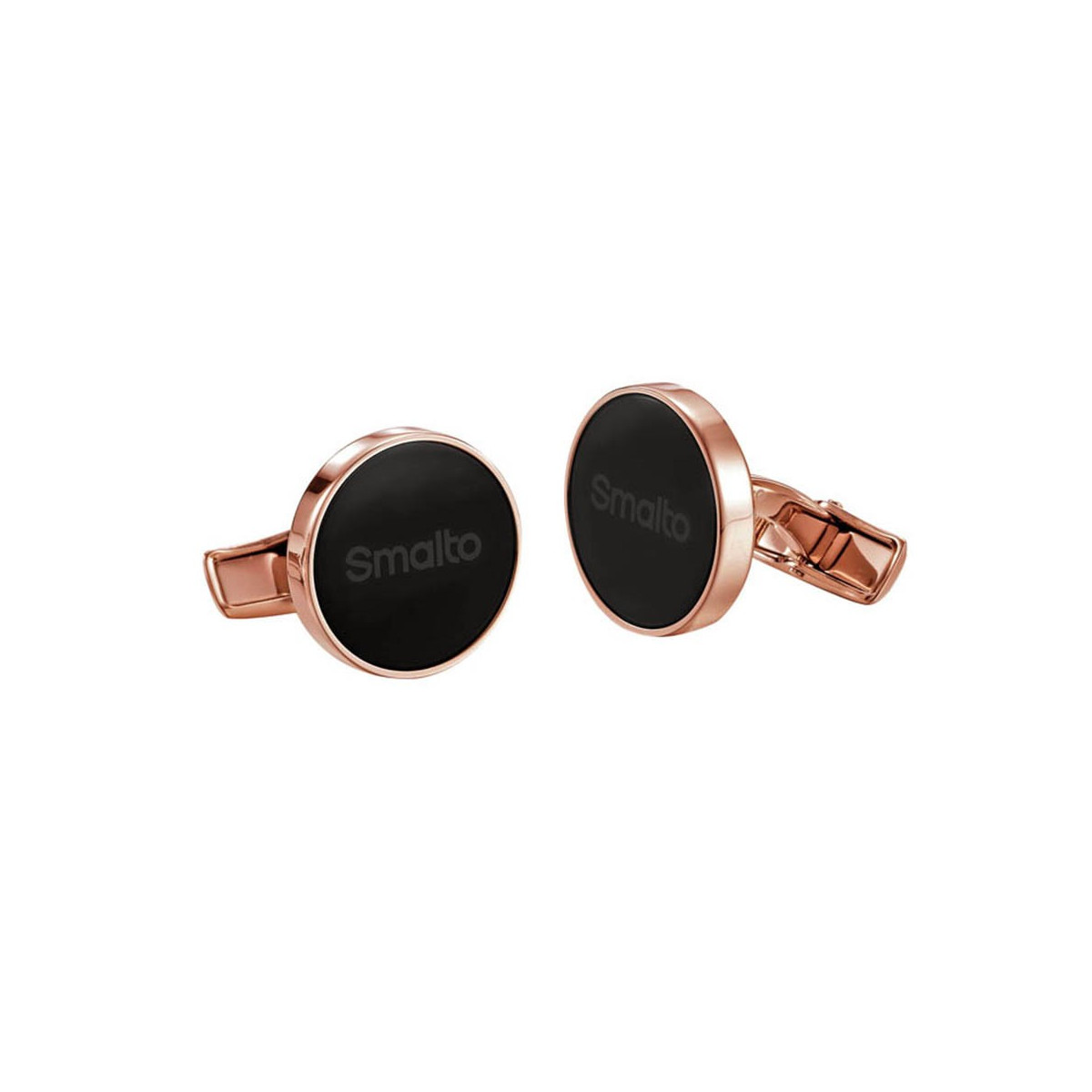 Boutons de manchette Smalto "Guillaume" PVD Or Rose et Onyx