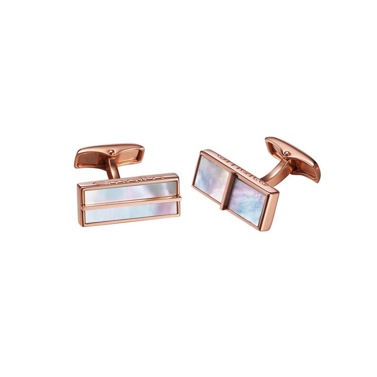 Boutons de manchette Smalto "Loic" PVD Or Rose et Nacre de Perle