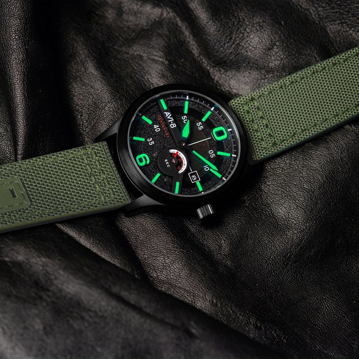 Montre Homme AVI-8 FLYBOY Cadran vert – AV-4061-03 Montre Homme AVI-8 FLYBOY Cadran vert – AV-4061-03