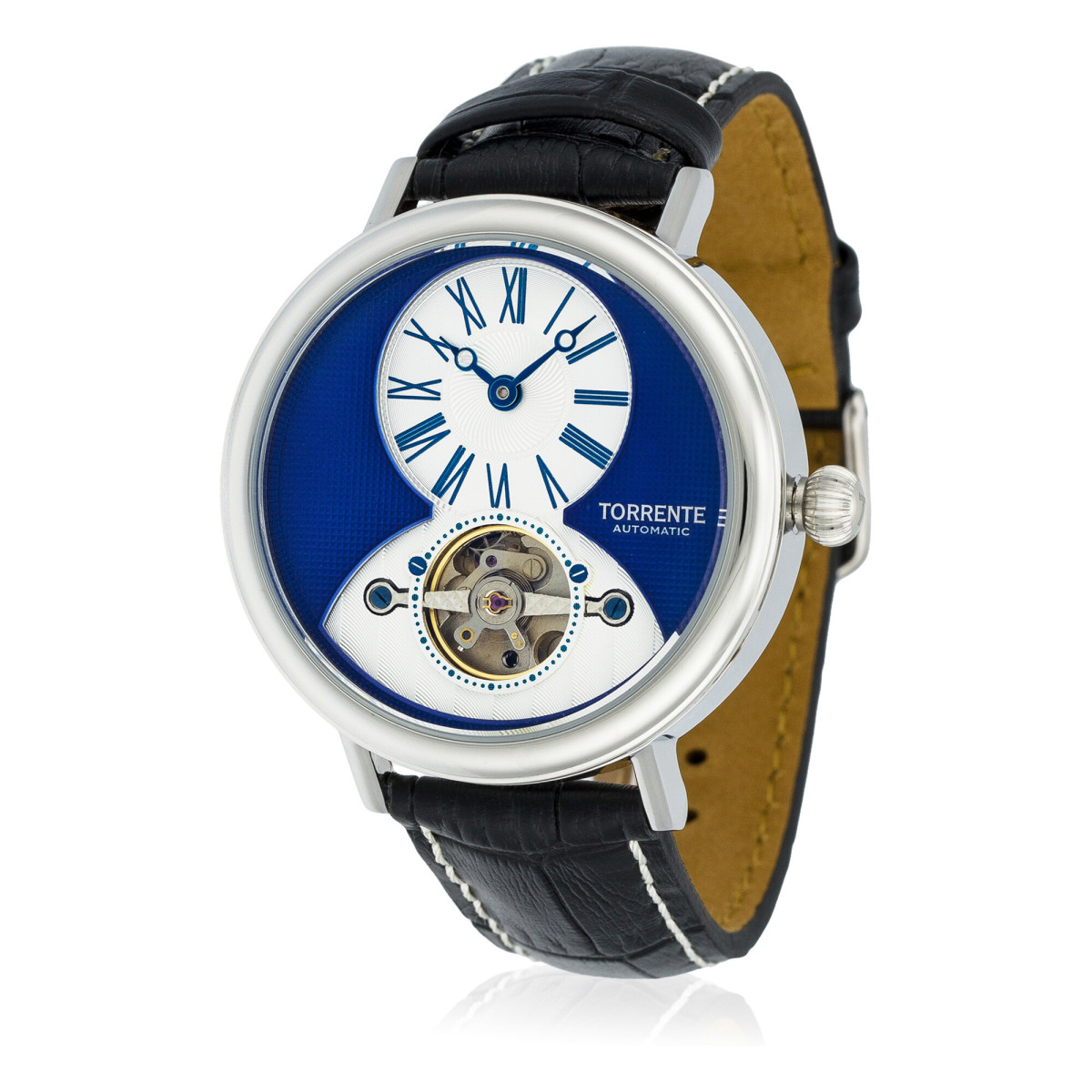 Torrente - Montre "New York" Cadran Bleu - Boîtier Acier - Bracelet Cuir Noir - Homme Torrente - Montre "New York" Cadran Bleu - Boîtier Acier - Bracelet Cuir Noir - Homme