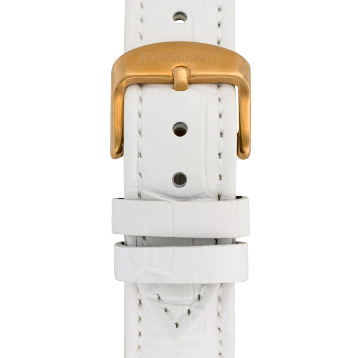 Torrente - Montre "Fortuna" Cadran Blanc - Boîtier Acier plaqué Or Rose - Bracelet Cuir Blanc - Diamants 0.01 carats Femme Torrente - Montre "Fortuna" Cadran Blanc - Boîtier Acier plaqué Or Rose - Bracelet Cuir Blanc - Diamants 0.01 carats Femme