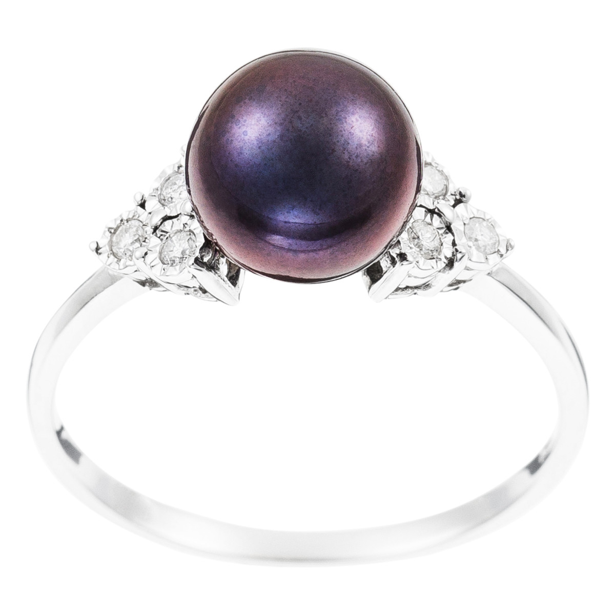 Bague Or Blanc 375 "TRIANGLE&PEARL" Diamants et Perle 0.07 cts Bague Or Blanc 375 "TRIANGLE&PEARL" Diamants 0,07 carat et Perle