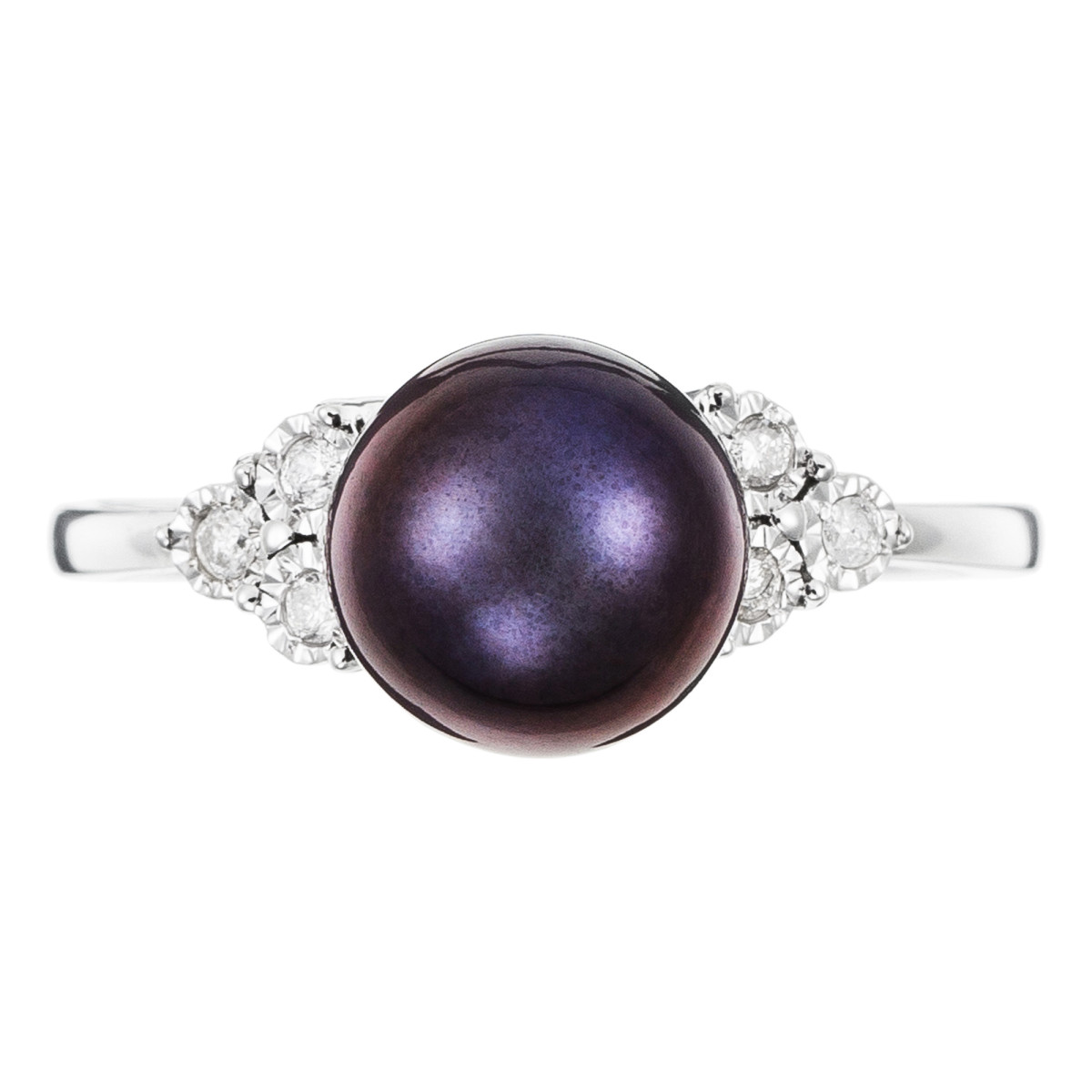 Bague Or Blanc 375 "TRIANGLE&PEARL" Diamants et Perle 0.07 cts Bague Or Blanc 375 "TRIANGLE&PEARL" Diamants 0,07 carat et Perle