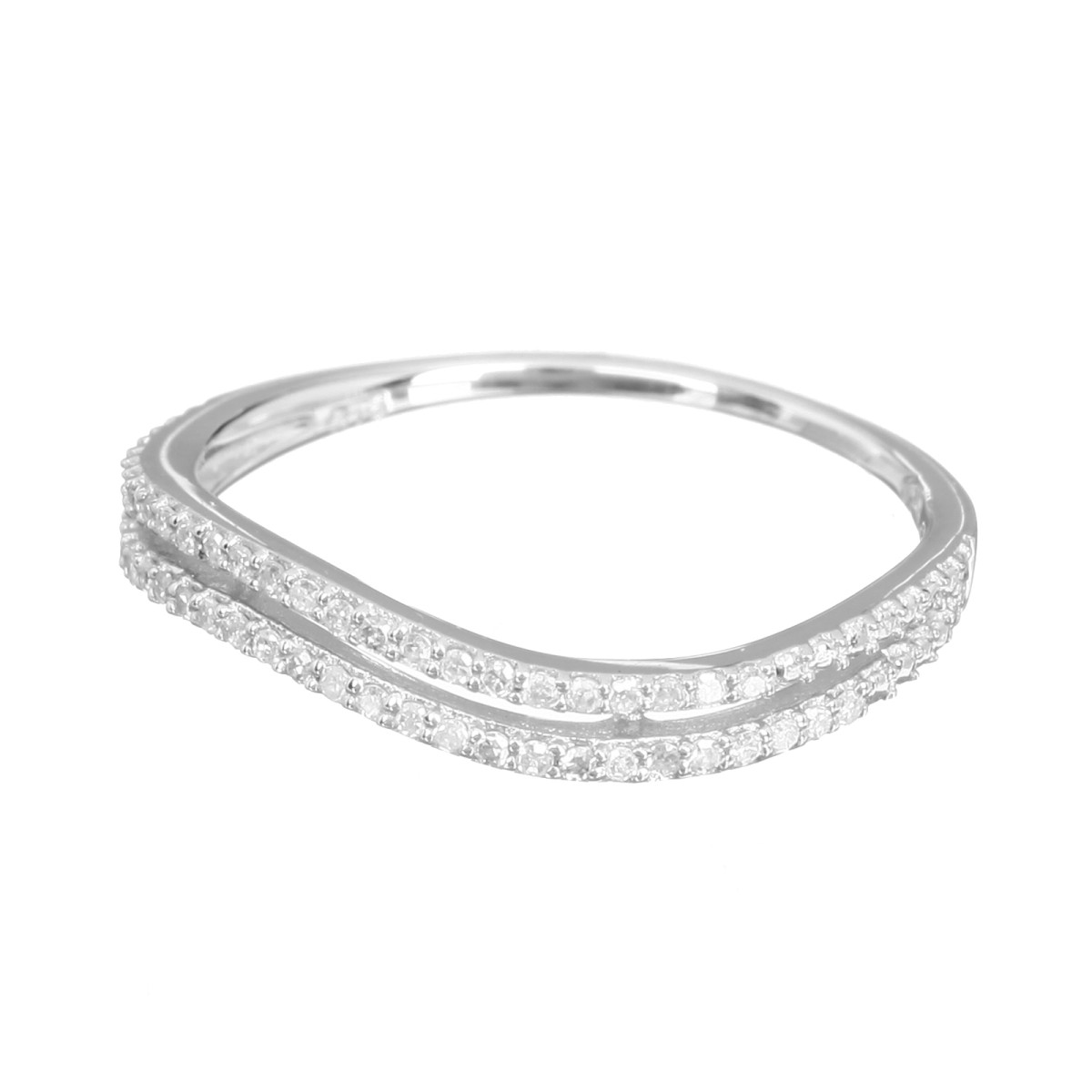 Bague Or Blanc 375 "ONDES LUMINEUSES" Diamants 0.21 cts Bague Or Blanc 375 "ONDES LUMINEUSES" Diamants 0,21 carat