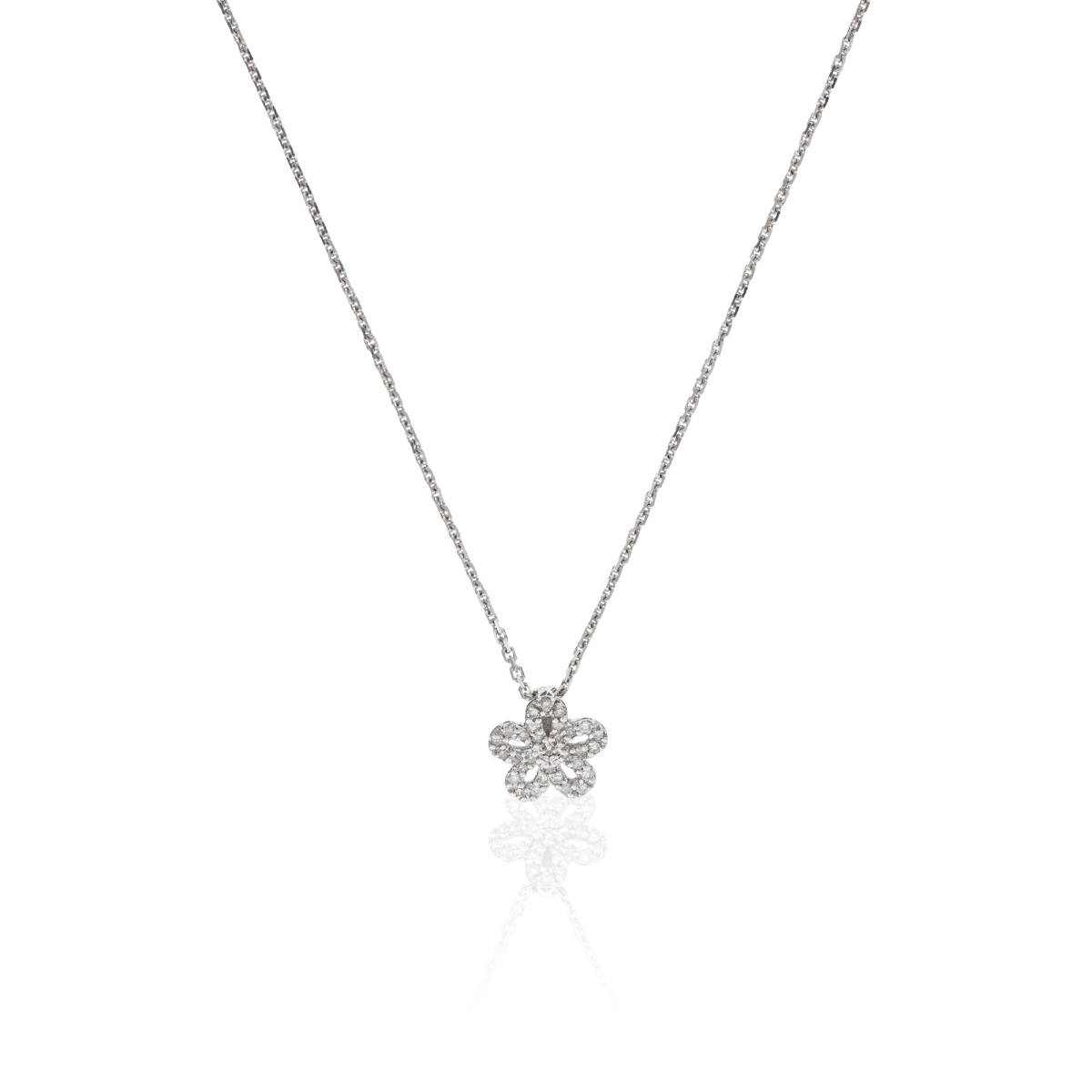 Pendentif Or Blanc 375 "LILLY" Diamants 0.09 cts Pendentif Or Blanc "LILLY" Diamants 0,09 carat + chaine argent offerte