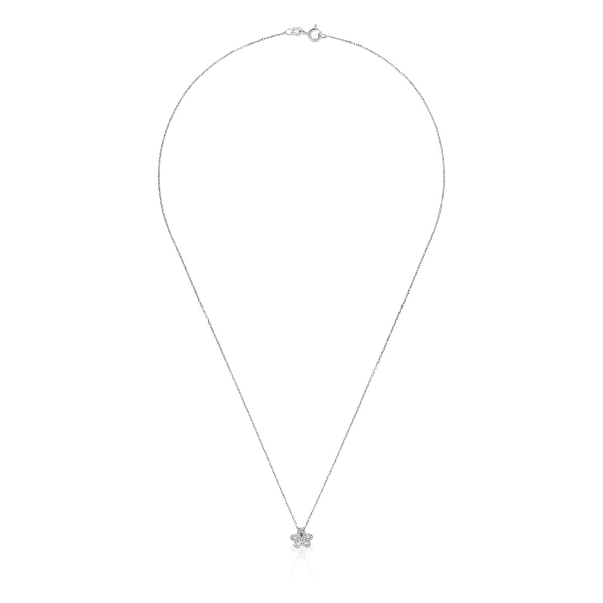 Pendentif Or Blanc 375 "LILLY" Diamants 0.09 cts Pendentif Or Blanc "LILLY" Diamants 0,09 carat + chaine argent offerte