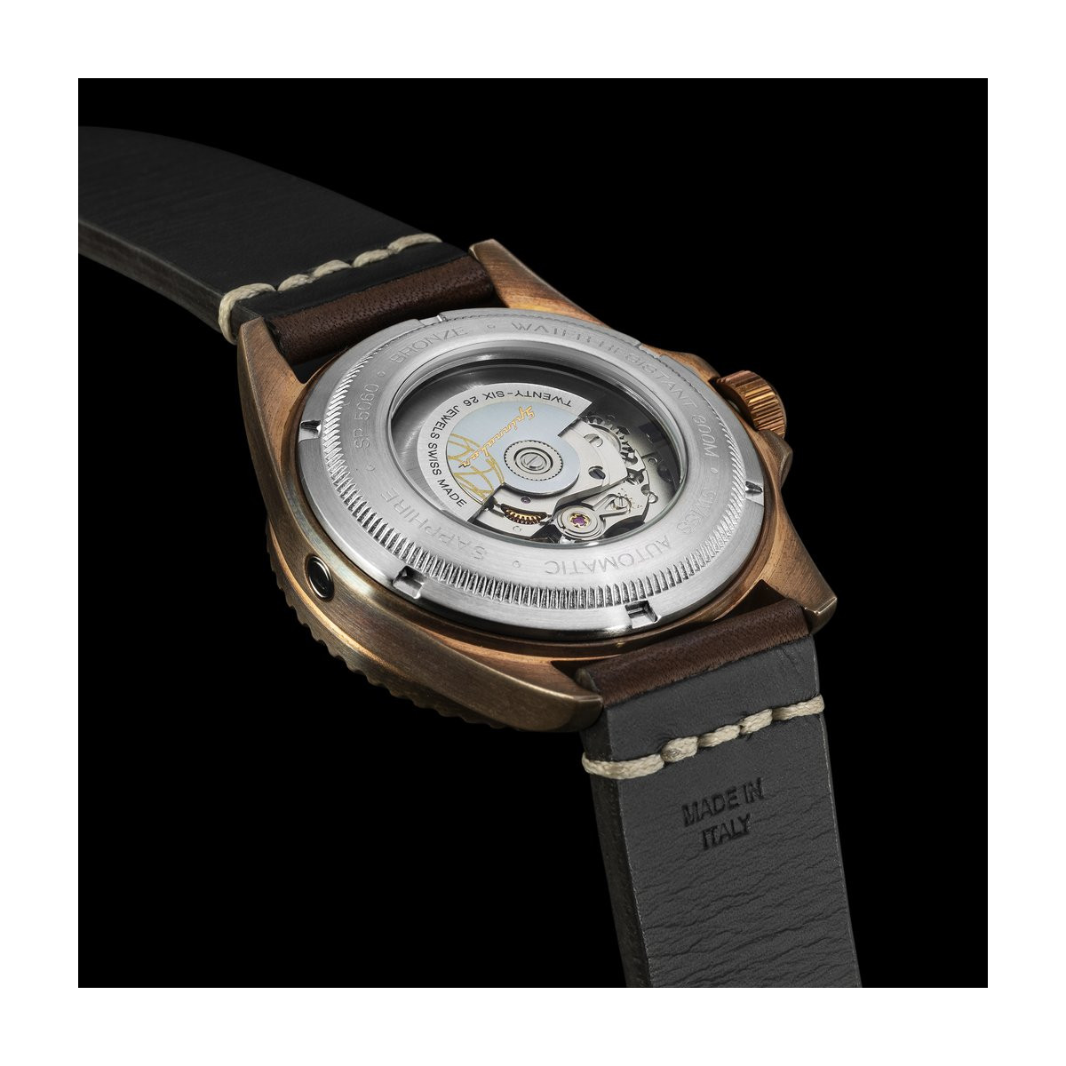 Montre Homme Spinnaker TESEI Boîtier en Bronze Cadran Noir - SP-5060-04 Montre Homme Spinnaker TESEI Boîtier en Bronze Cadran Noir - SP-5060-04