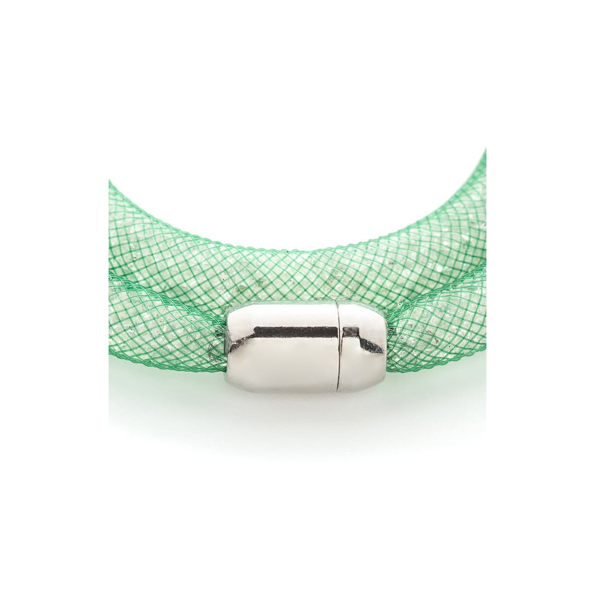 Bracelet double "Poudre d'étoiles Vert D'eau" en maille de résine vert d'eau et cristaux blanc