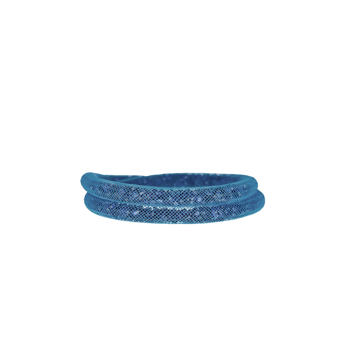 Bracelet double "Poudre d'étoiles Bleu" en maille de résine et cristaux bleu
