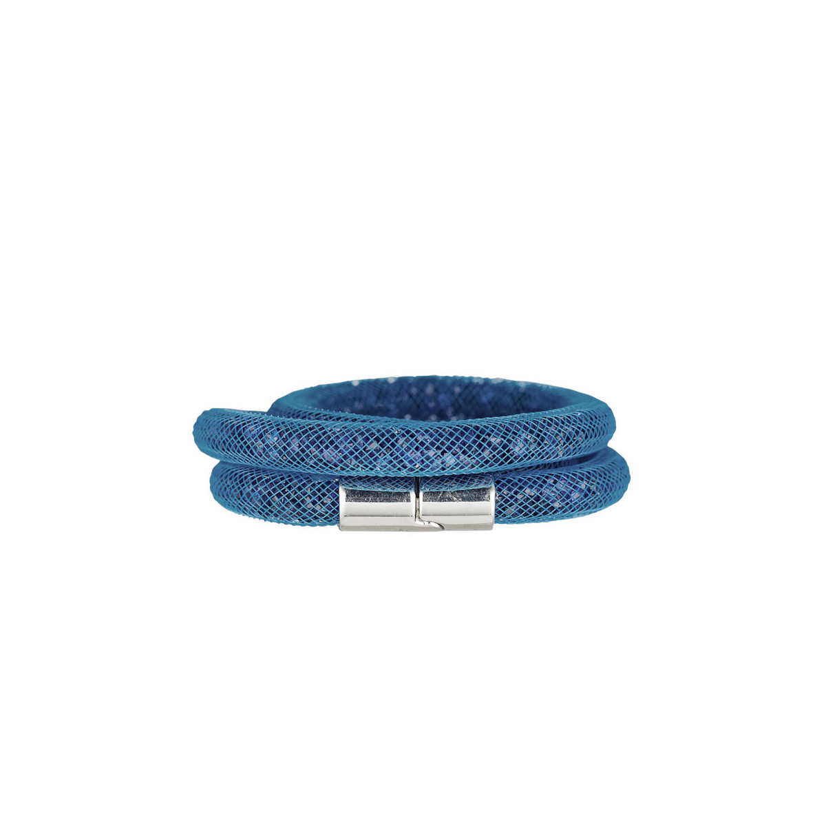 Bracelet double "Poudre d'étoiles Bleu" en maille de résine et cristaux bleu
