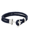 Bracelet Homme double tour cuir bleu marine avec ancre "ANCHOR "
