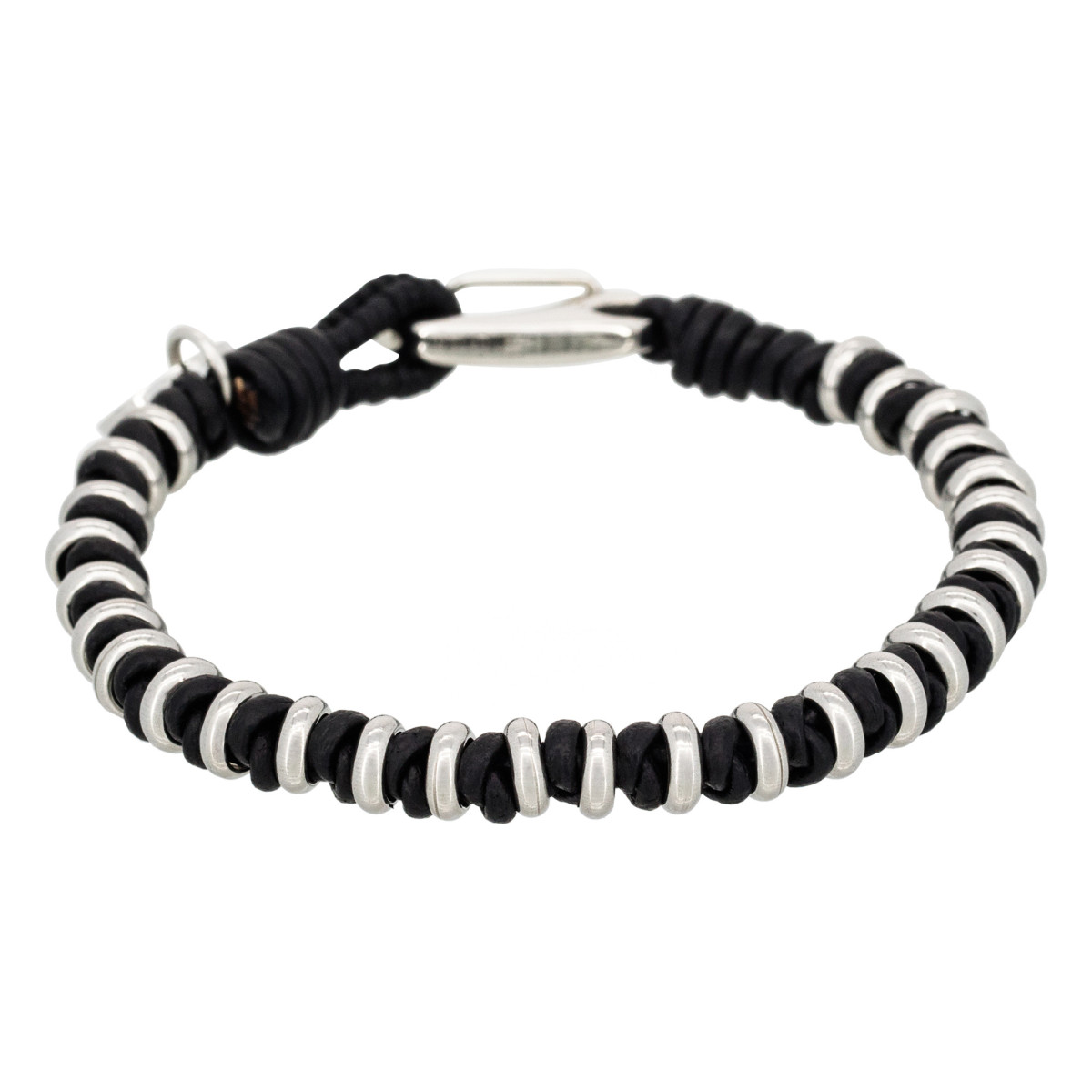 Bracelet Homme cuir noir "KING"