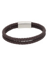 Bracelet Homme double cordon cuir marron "HOOKS "