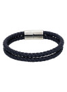 Bracelet Homme double cordon cuir noir "HOOKS "