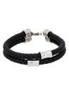 Bracelet Homme double tour cuir noir "STAN "