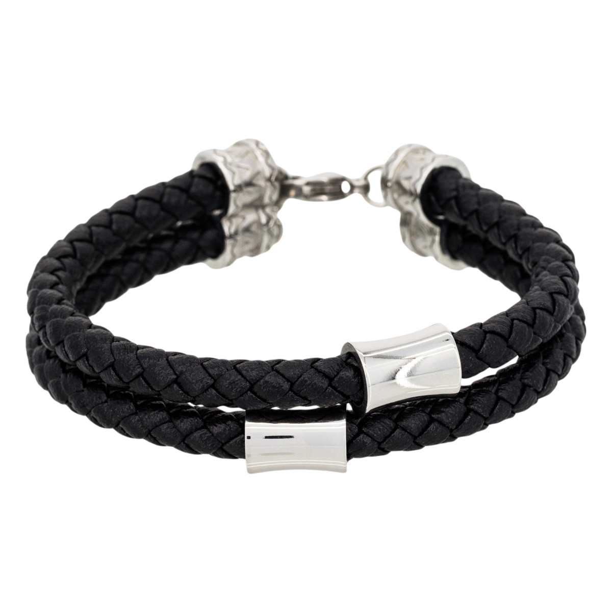 Bracelet Homme double tour cuir noir "STAN"