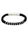 Bracelet Homme acier et cordon noir "RING BRACELET HOMME "