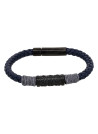 Bracelet Homme cuir noir et détail gris "ROPE "