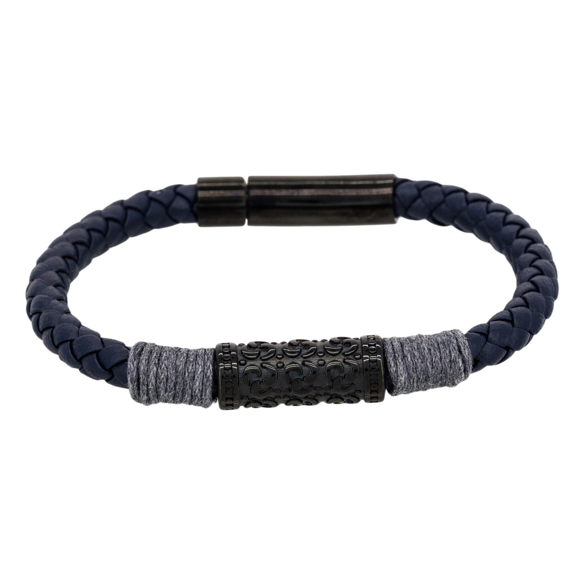 Bracelet gourmette pour homme céramique laqué noire magnétique 20cm