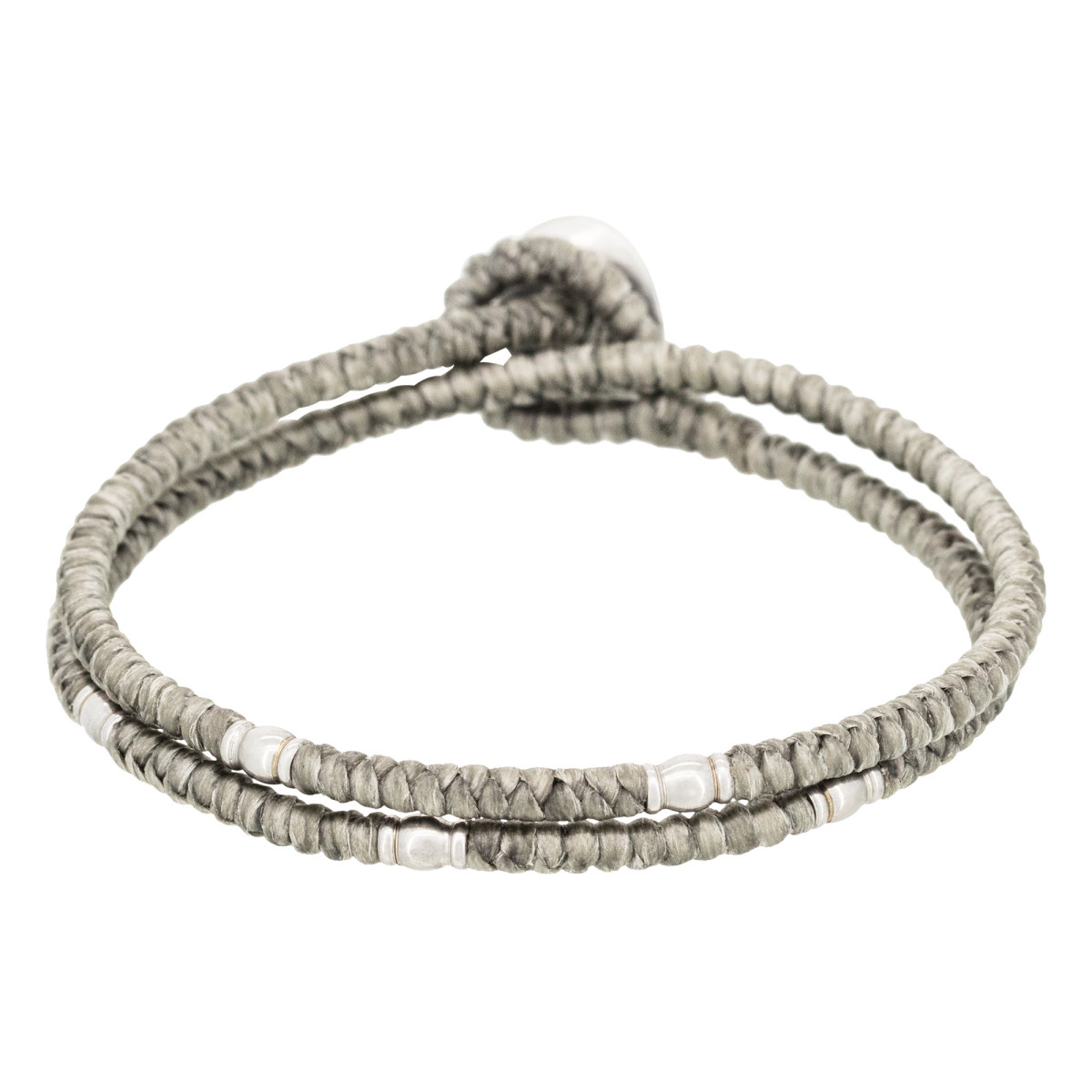 Bracelet Homme acier double tour gris "ALLOY BUTTON " Bracelet Homme double cordon "Terran" Taille S