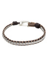 Bracelet Homme acier et cuir marron "BROWN PLAIT "