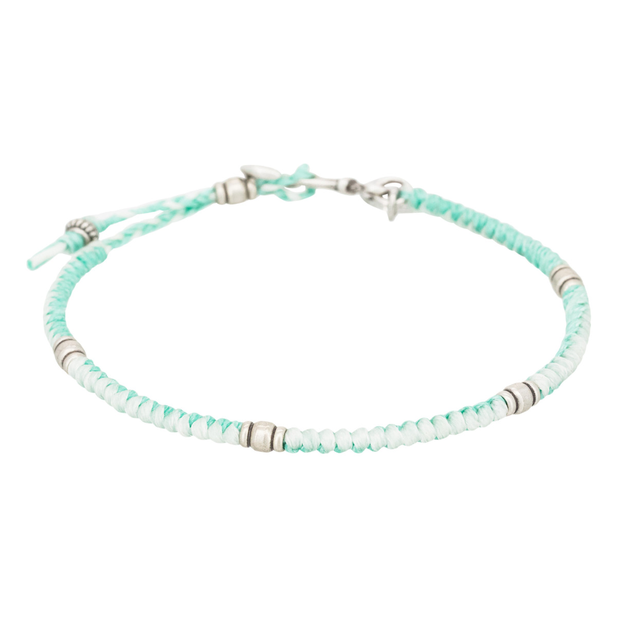 Bracelet Homme acier et corde vert d'eau "AZUL WAX " Bracelet Homme ajustable acier et corde vert d'eau "AZUL WAX"